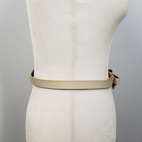Brave Cream Narrow Leather Belt Bow Detail Size 28 - Picture 6 of 14